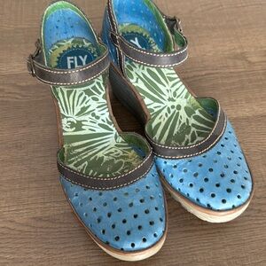 Fly London wedges blue perforated Mary Jane’s size 37
